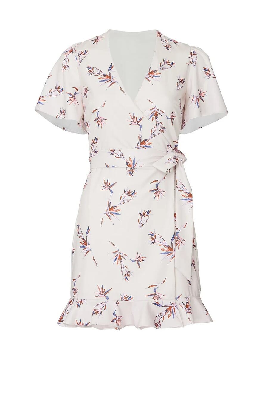 StyleStalker Womens Floral Print Crepe Ruffle Penny Mini Wrap Dress Size Small